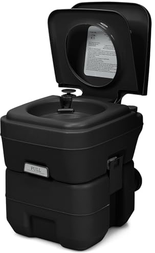 COSTWAY 20L + 12L Campingtoilette mit abnehmbarem Abwassertank, Campingklo tragbar, Reisetoilette, Mobile Toilette für Reise, Camping und Wohnmobil