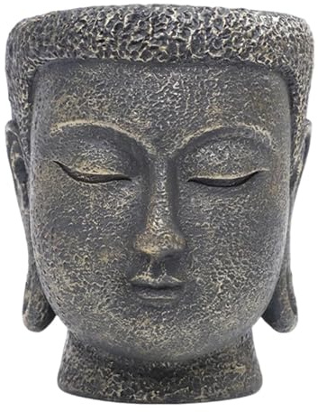 RoaQinFo Maceta con Forma de Cabeza de Buda, Maceta Decorativa con Figura de Buda para Sala de Estar, cafetería, Patio, Interior y Exterior, 8.5 Cm X 9.2 Cm X 10.4 Cm