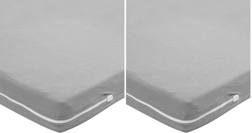 Funda de colchón Meyco Baby Uni para cunas de Viaje (Funda de algodón 100%, Suave, Agradable a la Piel, elástica, Lavable y Apta para Secadora, tamaño: 60 x 120 cm), Gris (Paquete de 2)