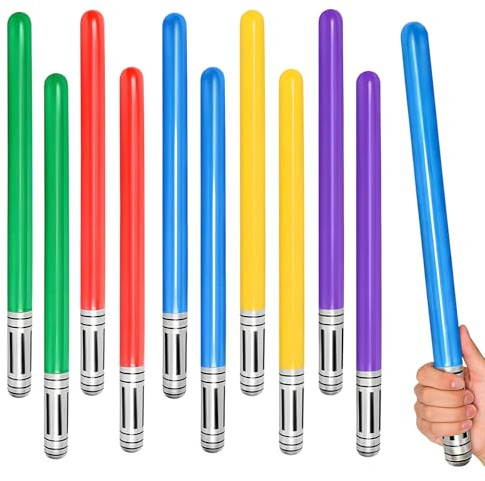 10Pcs Lightsaber Sword Inflatable Balloons 5 Colours Inflatable Sword PVC Lightsaber Props Balloons Adults Party Supplies Favors Accessories for Cosplay Carnival Theme Party