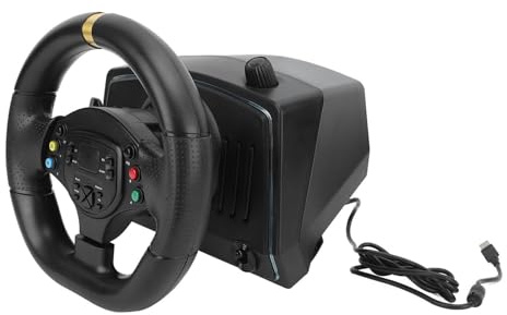 Hamwesh Racing Wheel, Universal Compatibility Gaming Steering Wheel Steering and Pedals with Ambient Lighting for PC Series X S