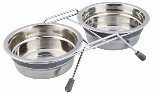 TRIXIE Eat on Feet Two Anti-Rattle Bowl Set for Dog, 0.45 Litre, Pack of 1