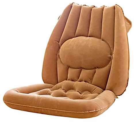 GHZ-Matra Sitzkissen mit Lendenwirbelstütze, aufblasbar, PVC, Velours, braun, 23 x 18.5 x 3 cm