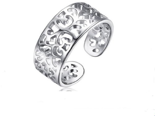 Unendlich U Wundershön Damen Ring 925 Sterling Silber Herz Bandring Verstellbare Größe von 49 (15.6) bis 60 (19.1)