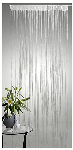 JEMIDI Fadenvorhang Lurex Tür Vorhang Gardine Schal Faden Fadengardine Erhältlich in 2 Größen (Weiß, 140cm x 250cm)