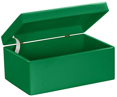 LAUBLUST Große Holzkiste mit Deckel - Allzweck-Kiste aus Holz - Aufbewahrungskiste | Spielzeug-Truhe - Geschenk-Verpackung | Deko-Kasten zum Basteln FSC® (Grün, ca. 30 x 20 x 14 cm | M)