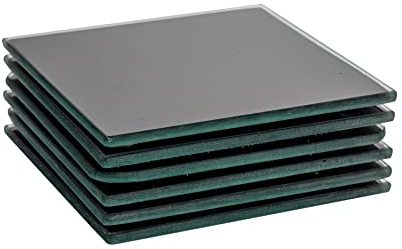 Harbour Housewares Quadratglas Untersetzer - 10cm - Schwarz - 6. Packung