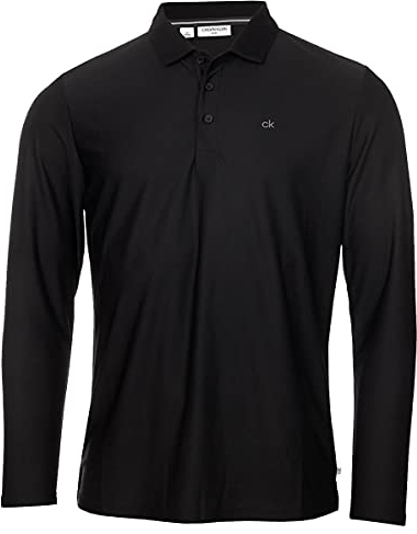 Calvin Klein Mens L/S Central Polo Shirt - Black - M