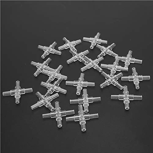 20Pcs Aquarium Air Valve Connector, 4mm Plastic Inline Tubing 4-Way Joint Fish Tank Air Pump Tube Hose Fittings Connector for Fish Tank