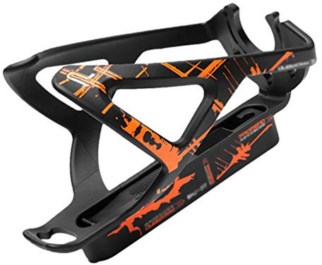 LaoZan Modern Firm Motorcycle Bicycle Water Bottle Cage Cycling Drink Cup Holder Bracket Bike Accessories with Tire Pry Bar (Orange,14.3 * 8.3 * 6.5cm)