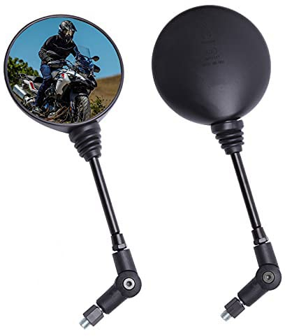M10 10mm Lenkerendenspiegel Motorrad,2 Stück Motorrad Spiegel Rückspiegel, 360°drehbarer Lenkerspiegel für Street Bike Sport Bike Scooter Cruiser Motorbike