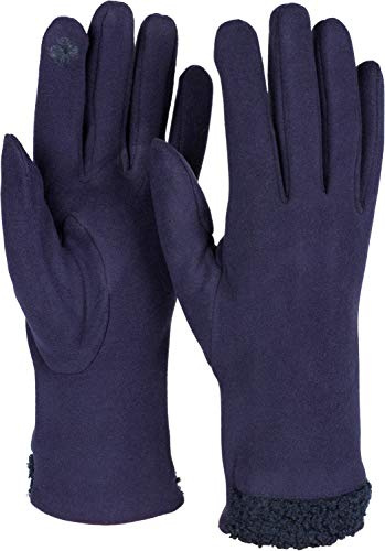styleBREAKER Damen Touchscreen Handschuhe Teddyfell | Wärmendes Fleece-Innenfutter, leitfähige Fasern am Zeigefinger, weicher Plüsch-Saum, elastische Einheitsgröße (16-21 cm).