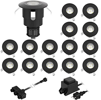 ledscom.de LED Bodeneinbauleuchte ATRIA für außen, IP65, schwarz, rund, 40mm Ø, warmweiß 15er Set