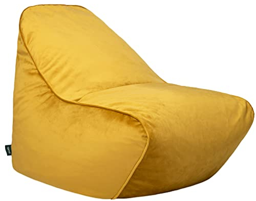 Loft 25 Sitzsack für Erwachsene & Kinder - Geeignet für Gaming oder Entspannen - Indoor Recliner Gamer Sitzsack,Bodenkissen, Liege Bean Bag mit EPS-Perlen Fulling (Samt-Gewebe, Kurkuma)
