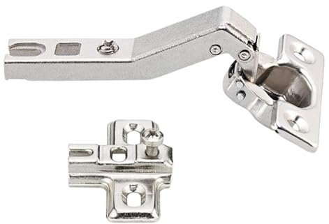 Gedotec Türscharnier Küche Topfband | 1 Stk Möbelscharnier mit Montageplatte | Metalla Mini A 95 | Topfbohrung: 26 mm | Scharniere für 45°- Winkel-Anwendungen mit Schließautomatik | Schranktür Dämpfer