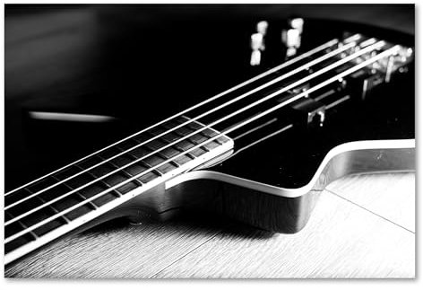 Postereck - 3425 - Bass Gitarre, Musik Instrument Schwarz Weiss - Wandposter Fotoposter Bilder Wandbild Wandbilder - Leinwand - 60,0 cm x 40,0 cm