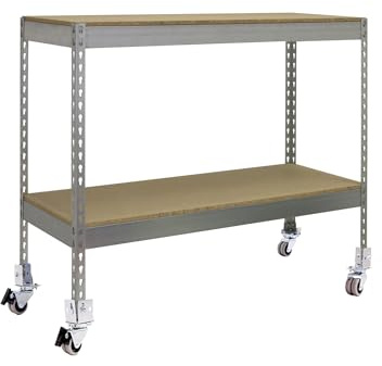 Simon Rack SimonTaller Industrieregal, 75 kg Biegepunkt, 975 x 1500 x 450 mm, 2 Höhen aus Holz, Lagerregal, inklusive Räder, verzinkt/Holz