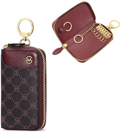 Porte-Clés en Cuir Pour Femmes Avec Slots de Cartes Pouche de Portefeuille