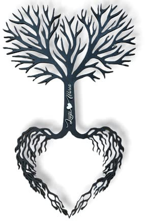 Albero della vita con radici, InciSo, con nomi intagliati color argento