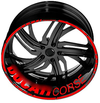 Racing Riflettente Per Ducati Monster Multistrada Performance Cerchio Adesivo Ruota Decal Corse Logo Per Ducati (Color : Red)