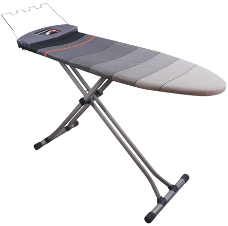 DEVECIOĞLU Bügelbrett - Ironing Board 165x49 cm mit Bügelbrettbezug 120x40 cm, speziell Bügelbrett für Dampfbügelstation | Bügelbrett klappbar | ideal als Tischbügelbrett - Bügelbretter