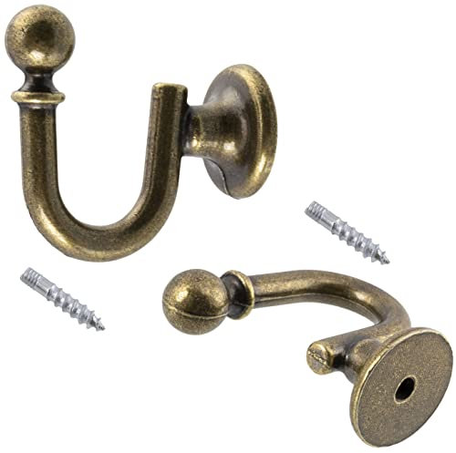 AERZETIX - C64377 - Lot de 2 Patères murales 33 mm - crochet/cintre suspension porte-manteau chapeau peignoir salle de bain serviette douche WC - en métal - couleur or vieilli