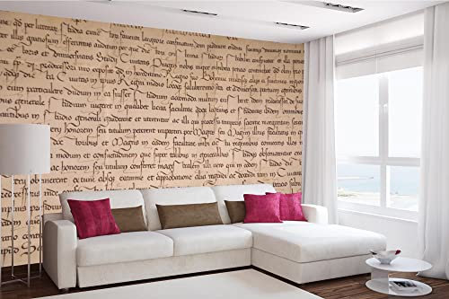 DIMEX LINE Non-Woven Photo Wallpaper Old Text in Medieval Book 375 x 250 cm - Non-Woven Wallpaper, Wall Mural, Wall Art - Wallpaper for Living Room, Bedroom, Office, Kitchen