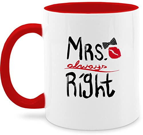 Tasse Tassen 325ml - Hochzeit - Mrs. always Right Pinsel - 325 ml - Rot - hochzeitsgeschenk heirat mrs hochzeitsgeschenke heiraten hochzeits gastgeschenke geschenk geschenke
