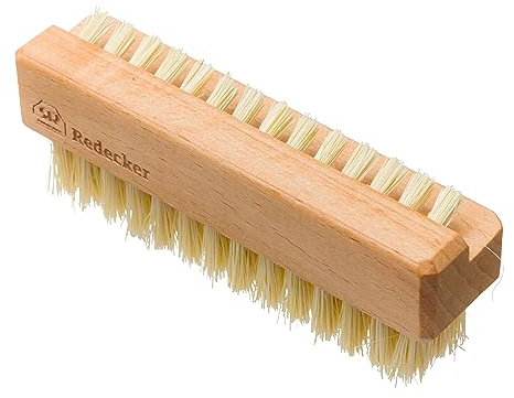 Redecker Natürliche Tampico-Fasernagelbürste mit geöltem Buchenholzgriff, doppelseitiges Design mit abgewinkelten Borsten, 8,9 cm
