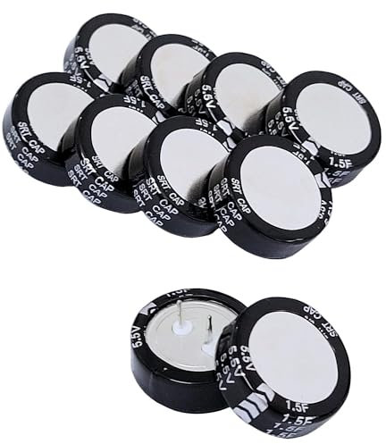 Young Wolf 10x supercondensatore 5.5v 1.5f tipo C. condensatori a pulsante ad alta energia, bassa resistenza e alta consistenza adatti per giocattoli elettronici di consumo