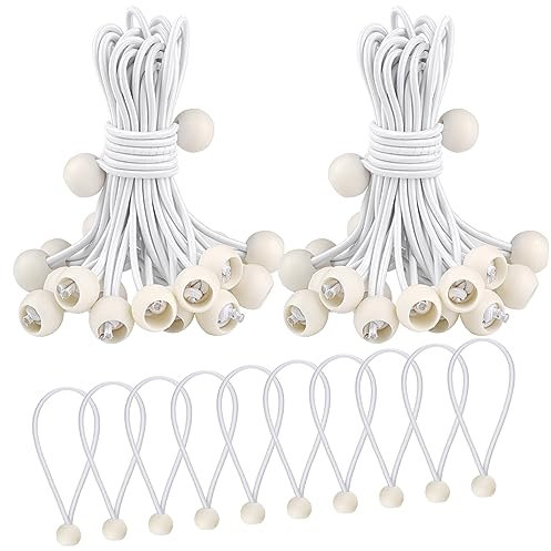 50 Pièces Tendeur Elastique, 150mm Flexible Sandow Elastique, Durable Cordons Élastiques, Tendeur Elastique Boule(Blanc)