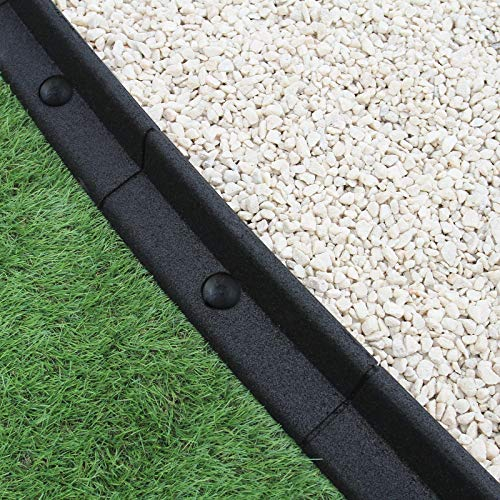Flexible Lawn Edging Garden Border Grass Pathways Path Edge Vegetable Plot Flowerbed Raised Borders Rubber Artificial Grass Black | Pack of 14 x 1.2m
