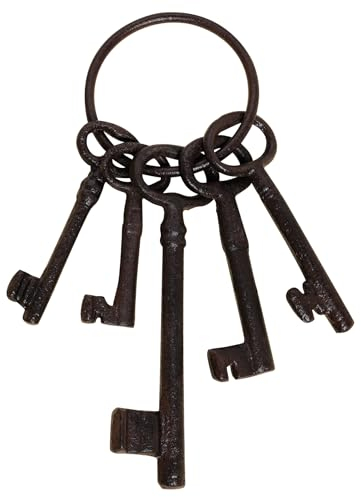 Bskifnn Large Skeleton Key Vintage Iron Antique Key for Pirate Decoration, Halloween Party Home Decoration 8, DECOR-230721, Brown