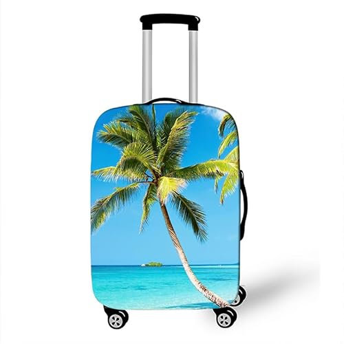 Kofferschutzhülle Elastisch Kofferhülle 18-32 Zoll, Mateju Strand-Szenerie Gepäck Cover Reisekoffer Hülle Trolley Case Schutzhülle Luggage Cover Waschbare Staubdichte Kofferbezug (XL,Kokosnussbaum)