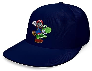 Blondie & Brownie Unisex Cap Snapback, Mario & Yoshi, Navyblau