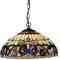 Retro Küche Barock Pendelleuchte Tiffany-Stil Pendellampe mit Ø40cm Buntglasschirm Vintage Wohnzimmer Deckenleuchte Hängelampe Küchenlampen höhenverstellbar E27 Hängeleuchte für Schlafzimmer Cafe Bar