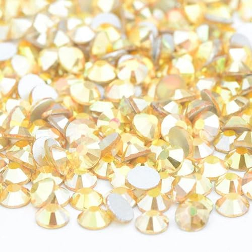 100Gross Großpackung Kristall SS6 8 10 12 16 20 30 AB Farbe Glas Strasssteine Nicht Hot Fix Flache Rückseite Strass DIY Nagelsteine-46 Gold Sunlight-SS10 100gr 14400Stk