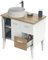 Muebles Pitarch | Mueble de Baño con Lavabo cerámico incluido, 80cm ancho, con Patas , 2 Cajones 2 Puertas, para Lavabo de sobreponer, Blanco y Roble Gold, estilo Moderno Nórdico Vintage modelo Aqua