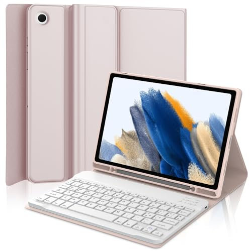 SENGBIRCH Custodia con Tastiera per Galaxy Tab A8, Tastiera per Tab A8 10.5 2022, Tastiera Italiano, Tastiera Bluetooth-5.0 & Slim Smart Cover, Rosa Sakura