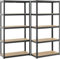 Scaffale (2 pezzi) Mensola Scaffali Scaffalatura Metallo Zincato 5 Ripiani L90xP40xH180 cm Legno MAX 875KG (Nero)