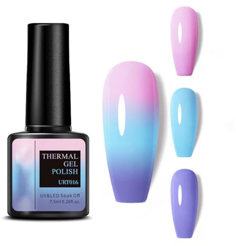 Colour Changing Gel Nail Polish, gel nail polish with Thermal Temperature Color Changing Diamond Glitter Reflective Nail Polish Long Lasting Glossy for DIY Nail Art Manicure (16#)