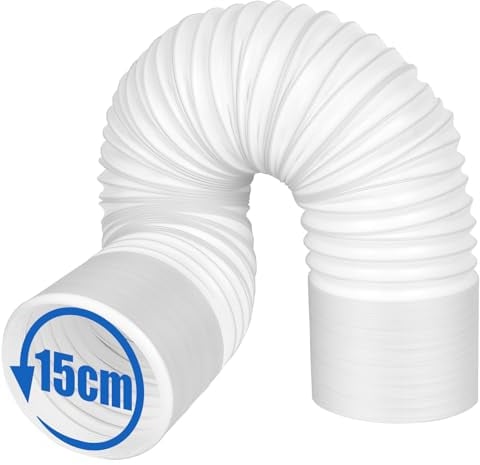 Texliney Abluftschlauch 150mm, 2m Weiß PVC Schlauch für Klimaanlage/Abluftschlauch/Dunstabzugshaube