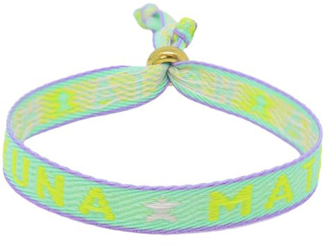 Selfmade Jewelry - Armband Damen, Boho Style Glücksarmband, Ideal für Festival Outfit Damen, Happy Schmuck Damen, Festival Armbänder Mädchen (Hakuna Matata (Türkis-Grün))