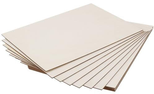 ZEONHEI 12 Pcs A3 Basswood Sheets, 420 x 300 x 3mm A3 Rectangle Plywood Sheet, Unfinished Wood Sheet for DIY, Crafts, Model Making, Wood Burning, Painting