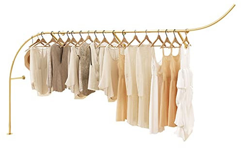 Einzelhandels-Kleiderständer für Boutique-Läden, goldener Eingangsgang-Kleiderständer/Wäschetrockner mit Kleiderstange, moderne Industrie-Rohrwand-Kleiderständer, Ausstellungsregale für zu H