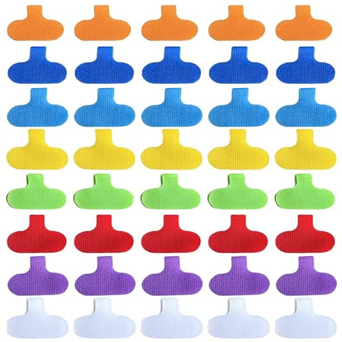 Pamtns 40 Pièces Etiquettes pour Câbles Etiquettes de Câble Multicolores Inscriptibles Réutilisables Etiquette Cable Reseau Etiquettes Fil Electrique Identificateur de Câble Marqueurs de Fil