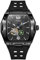 Männer Automatikuhr Silikonarmband Casual Skelett Dial Moon Phase Tourbillon Mechanische Armbanduhr für Herren Mode Geschäft, Schwarz