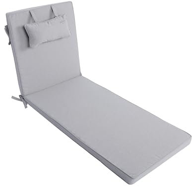 LILENO HOME Auflage für Sonnenliege mit Kissen, 1er Set Liegestuhl, silber, ideal für Strandliegen, Auflage für Gartenliege MAR
