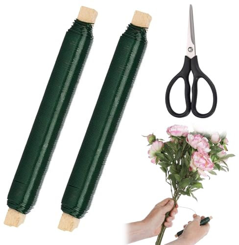 KARELLS 2 Pezzi Filo per Avvolgere Fiori, 0,7mm Filo Giardinaggio per L'artigianato e Legare Le Piante, 40M Filo di Ferro zincato per Piante, Filo di Ferro per Piante, per Alberi,Piant