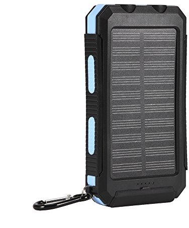 Banque d'alimentation de Chargeur Solaire , Banque d'alimentation Mobile Solaire à Charge Rapide Extérieure 10 000 MAh , Chargeur de Téléphone Portable avec Double Lampe de Poche
